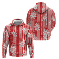 Hawaii Kakau Tribal Hoodie With Red Tiare LT05 - Polynesian Pride