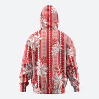 Hawaii Kakau Tribal Hoodie With Red Tiare LT05 - Polynesian Pride