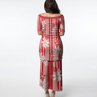 Hawaii Kakau Tribal Puletasi With Red Tiare LT05 - Polynesian Pride
