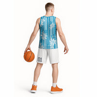 Hawaii Kakau Tribal Basketball Jersey With Blue Tiare