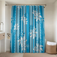 Hawaii Kakau Tribal Bathroom Set With Blue Tiare
