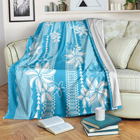 Hawaii Kakau Tribal Blanket With Blue Tiare