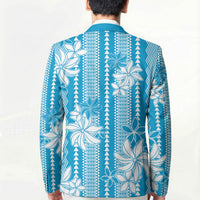 Hawaii Kakau Tribal Blazer With Blue Tiare
