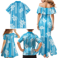 Hawaii Kakau Tribal Family Matching Mermaid Dress and Hawaiian Shirt With Blue Tiare LT05 - Polynesian Pride