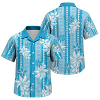 Hawaii Kakau Tribal Family Matching Puletasi and Hawaiian Shirt With Blue Tiare LT05 Son's Shirt Blue - Polynesian Pride