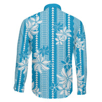 Hawaii Kakau Tribal Family Matching Summer Maxi Dress and Hawaiian Shirt With Blue Tiare LT05 Son's Shirt Blue - Polynesian Pride