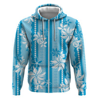 Hawaii Kakau Tribal Hoodie With Blue Tiare