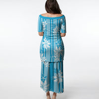 Hawaii Kakau Tribal Puletasi With Blue Tiare LT05 - Polynesian Pride