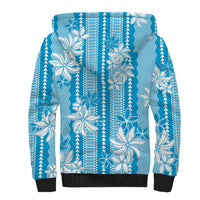 Hawaii Kakau Tribal Sherpa Hoodie With Blue Tiare LT05 - Polynesian Pride