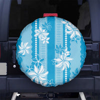 Hawaii Kakau Tribal Spare Tire Cover With Blue Tiare