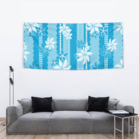 Hawaii Kakau Tribal Tapestry With Blue Tiare