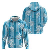 Hawaii Kakau Tribal Zip Hoodie With Blue Tiare