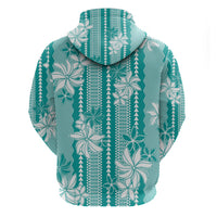 Hawaii Kakau Tribal Hoodie With Teal Tiare