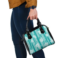Hawaii Kakau Tribal Shoulder Handbag With Teal Tiare