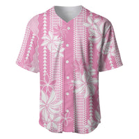 Hawaii Kakau Tribal Baseball Jersey With Pink Tiare