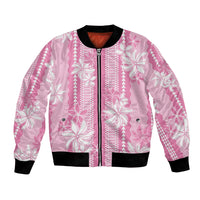 Hawaii Kakau Tribal Bomber Jacket With Pink Tiare