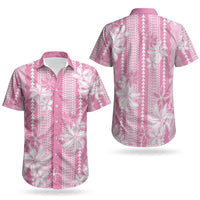 Hawaii Kakau Tribal Couples Matching Mermaid Dress and Hawaiian Shirt With Pink Tiare LT05 - Polynesian Pride