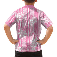 Hawaii Kakau Tribal Family Matching Tank Maxi Dress and Hawaiian Shirt With Pink Tiare LT05 - Polynesian Pride