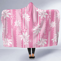 Hawaii Kakau Tribal Hooded Blanket With Pink Tiare