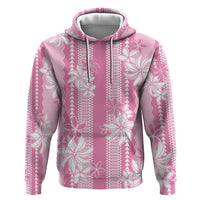 Hawaii Kakau Tribal Hoodie With Pink Tiare