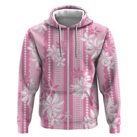 Hawaii Kakau Tribal Hoodie With Pink Tiare