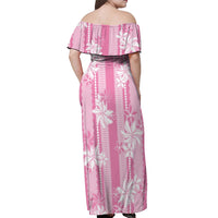 Hawaii Kakau Tribal Off Shoulder Maxi Dress With Pink Tiare LT05 - Polynesian Pride