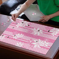 Hawaii Kakau Tribal Puzzle With Pink Tiare