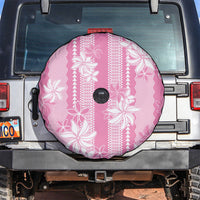 Hawaii Kakau Tribal Spare Tire Cover With Pink Tiare