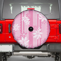 Hawaii Kakau Tribal Spare Tire Cover With Pink Tiare