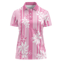 Hawaii Kakau Tribal Women Polo Shirt With Pink Tiare