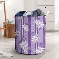 Hawaii Kakau Tribal Laundry Basket With Purple Tiare
