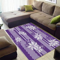 Hawaii Kakau Tribal Area Rug With Purple Tiare