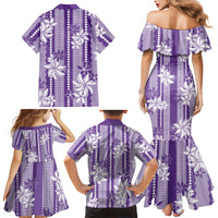 Hawaii Kakau Tribal Family Matching Mermaid Dress and Hawaiian Shirt With Purple Tiare LT05 - Polynesian Pride