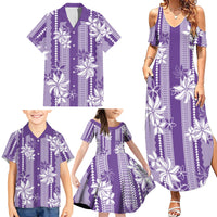 Hawaii Kakau Tribal Family Matching Summer Maxi Dress and Hawaiian Shirt With Purple Tiare LT05 - Polynesian Pride
