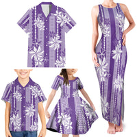 Hawaii Kakau Tribal Family Matching Tank Maxi Dress and Hawaiian Shirt With Purple Tiare LT05 - Polynesian Pride