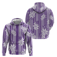 Hawaii Kakau Tribal Hoodie With Purple Tiare