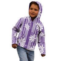 Hawaii Kakau Tribal Kid Hoodie With Purple Tiare