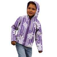 Hawaii Kakau Tribal Kid Hoodie With Purple Tiare