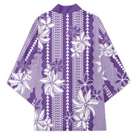 Hawaii Kakau Tribal Kimono With Purple Tiare
