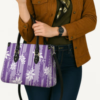 Hawaii Kakau Tribal Leather Bag With Purple Tiare