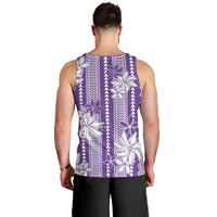 Hawaii Kakau Tribal Men Tank Top With Purple Tiare