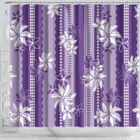 Hawaii Kakau Tribal Shower Curtain With Purple Tiare