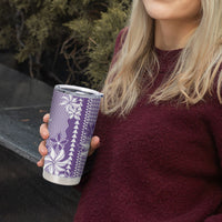 Hawaii Kakau Tribal Tumbler Cup With Purple Tiare