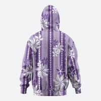 Hawaii Kakau Tribal Zip Hoodie With Purple Tiare