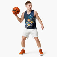 Hawaii Honu Basketball Jersey Polynesian Curves Plumeria - Polynesian Pride