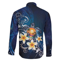 Hawaii Honu Family Matching Off The Shoulder Long Sleeve Dress and Hawaiian Shirt Polynesian Curves Plumeria LT05 - Polynesian Pride
