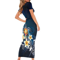 Hawaii Honu Family Matching Short Sleeve Bodycon Dress and Hawaiian Shirt Polynesian Curves Plumeria LT05 - Polynesian Pride