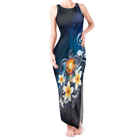 Hawaii Honu Tank Maxi Dress Polynesian Curves Plumeria - Polynesian Pride