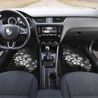 Hawaii Honu Car Mats Polynesian Curves Plumeria Grayscale - Polynesian Pride