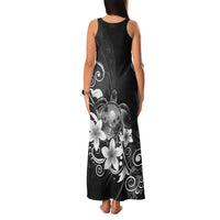 Hawaii Honu Family Matching Tank Maxi Dress and Hawaiian Shirt Polynesian Curves Plumeria Grayscale LT05 - Polynesian Pride
